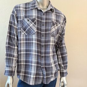 Wrangler Blue & White Plaid Button Down Cabin Core Western‎ Shirt